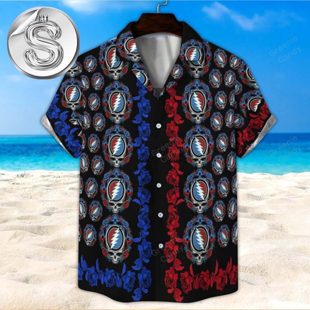 Grateful Dead Roses and Lightning Bolt 2025 Summer Hawaiian Shirt Grateful Dead Roses and Lightning Bolt 2025 Summer Hawaiian Shirt