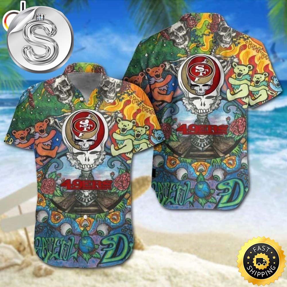 Grateful Dead San Francisco 49ers Monogram Pattern 2025 Hawaiian Shirt Grateful Dead San Francisco 49ers Monogram Pattern 2025 Hawaiian Shirt