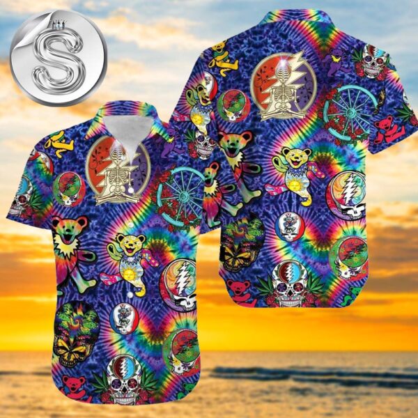 Grateful Dead Tie-Dye Skeletons 2025 Aloha Summer Beach Hawaiian Shirt