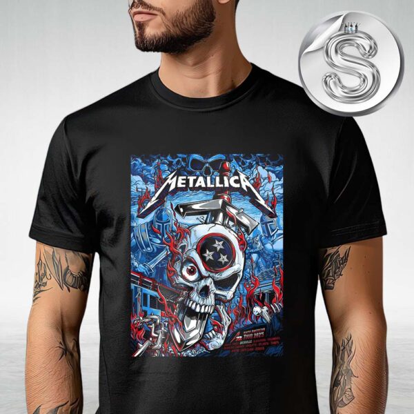 Metallica M72 Nashville Pop Up Shop Poster For Nissan Stadium M72 North America Tour 2025 Unisex T-Shirt