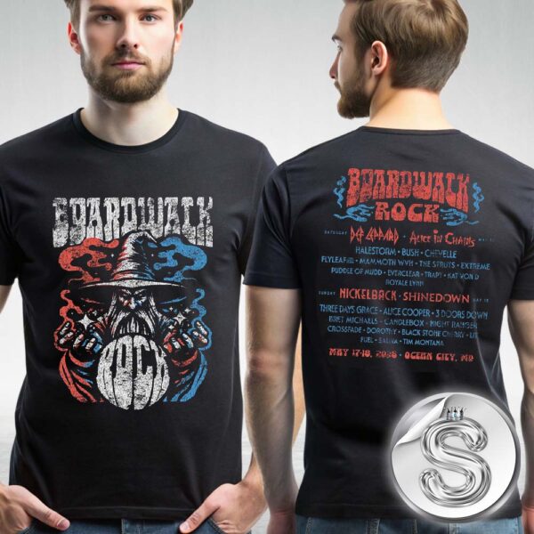 2025 Boardwalk Rock Festival Merch Tee For The Ocean City MD On May 17-18 2025 Wizard Of Rock Two Sides Unisex T_Shirt