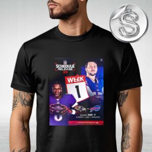 Baltimore Ravens Vs Buffalo Bills Matchup 2025 NFL Schedule Week 1 On September 7th 2025 Unisex T-Shirt