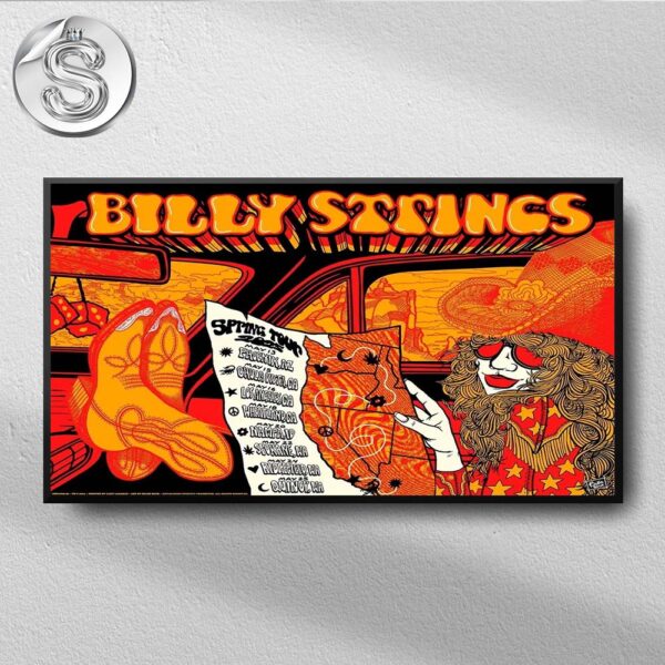 Billy Strings 2025 Spring Tour On May 13-May 25 2025 Out Law Music Festival Tour Dates Home Decor Poster Canvas