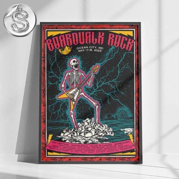 Boardwalk Rock 2025 Festival Live Show Poster For Ocean City MD On May 17th And 18th 2025 Home Decor Poster Canvas
