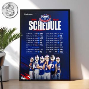Buffalo Bills 2025 NFL Schedule Week 1 To 18 Matchups Game Dates Home Decor Poster Canvas