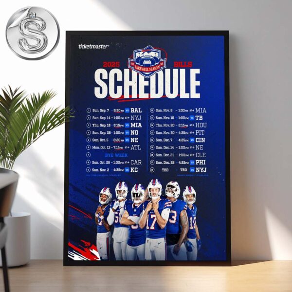 Buffalo Bills 2025 NFL Schedule Week 1 To 18 Matchups Game Dates Home Decor Poster Canvas