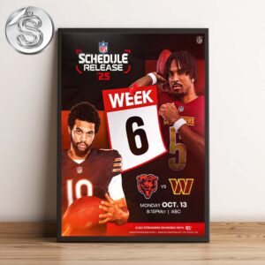 Chicago Bears Vs Washington Commanders Matchup 2025 NFL Schedule Week 6 On October 13th 2025 Home Decor Poster Canvas