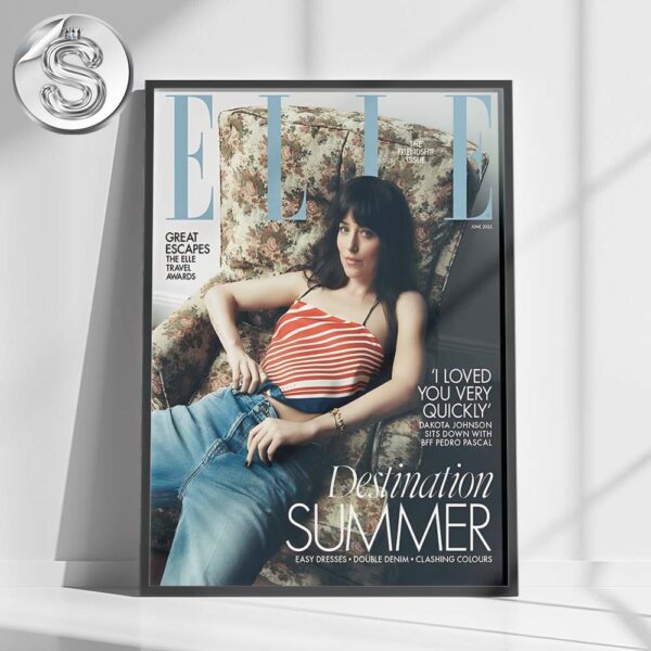 Dakota Johnson On The Cover Of Elle UK June 2025 Friendship Issue Home Decor Poster Canvas