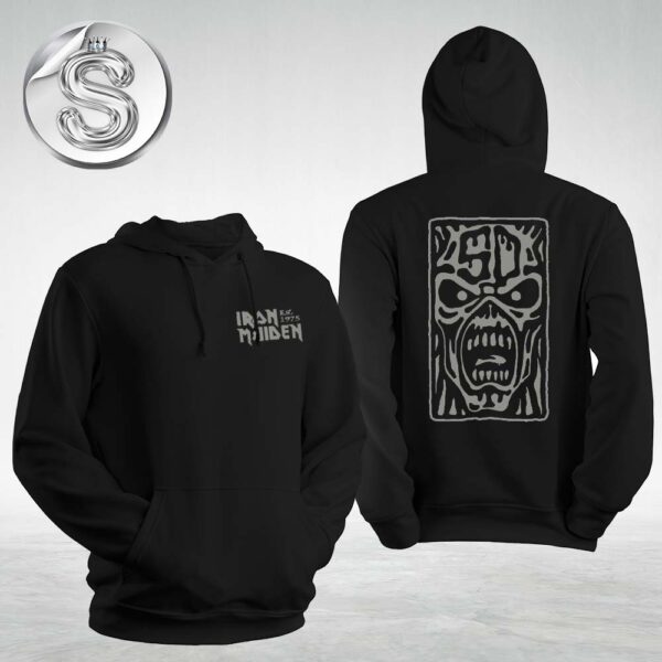 Iron Maiden 50th Anniversary Logo Run For Your Lives Black Pullover Two Sides Unisex Hoodie