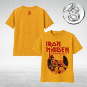 Iron Maiden 50th Anniversary Running Free Vintage Gold Washed Tee Shirt