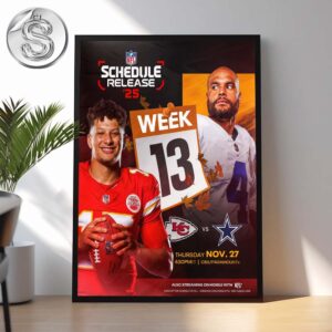 Kansas City Chiefs Vs Dallas Cowboys Matchup 2025 NFL On CBS Schedule Home Decor Poster Canvas