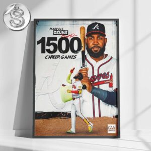 Marcell Ozuna From Atlanta Braves Reached 1500 Career Games In History MBL Season Home Decor Poster Canvas