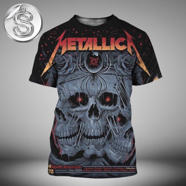 Metallica M72 North American Tour 2025 List Exclusive Pop Up Shop All Over Print Shirt