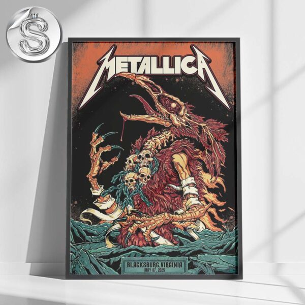 Metallica M72 World Tour Lane Stadium Blacksburg Virginia VA On May 7th 2025 North America Tour Home Decor Poster Canvas