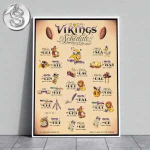 Minnesota Vikings 2025 NFL Schedule Week 1 To 18 Matchups Game Dates Home Decor Poster Canvas