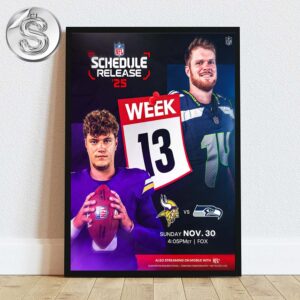 Minnesota Vikings Vs Seattle Seahawks Matchup 2025 NFL Schedule Week 13 On November 30th 2025 Home Decor Poster Canvas