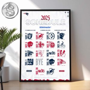 New England Patriots 2025 NFL Full Schedule Week 1 To Week 18 Matchups Season Home Decor Poster Canvas