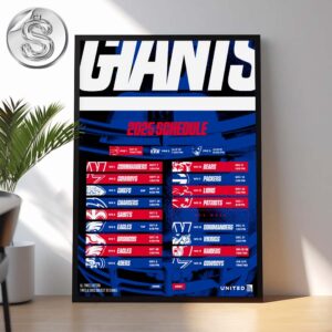 New York Giants 2025 NFL Schedule Season Week 1 To Week 18 Matchups Home Decor Poster Canvas