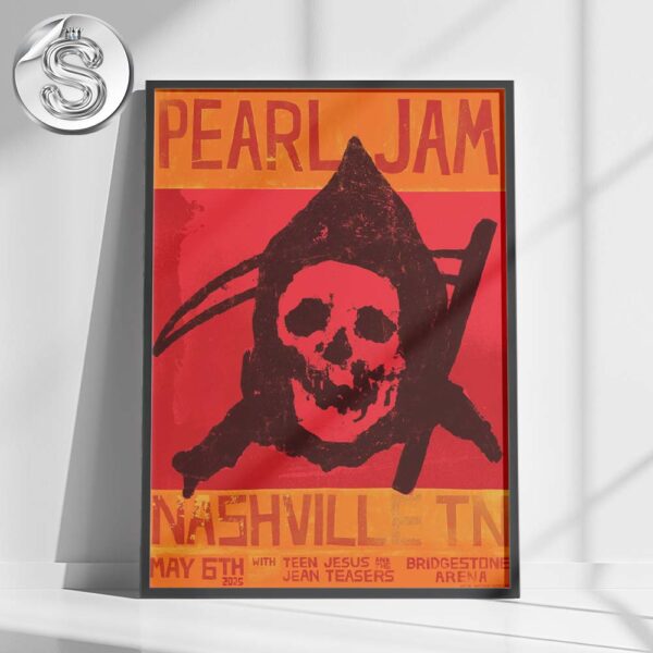Pearl Jam Event Poster Live Show For Bridgestone Arena In Nashville TN On May 6th 2025 Art By Matt Eddmenson Home Decor Poster Canvas