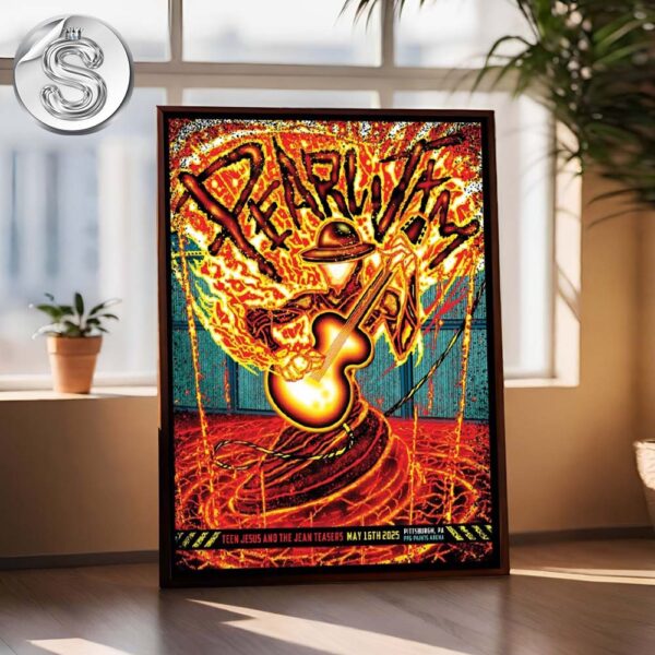 Pearl Jam Pittsburgh PA  Event Poster For PPG Paints Arena On May 16th 2025 Dark Matter World Tour Art By Brad Klausen Home Decor Poster Canvas