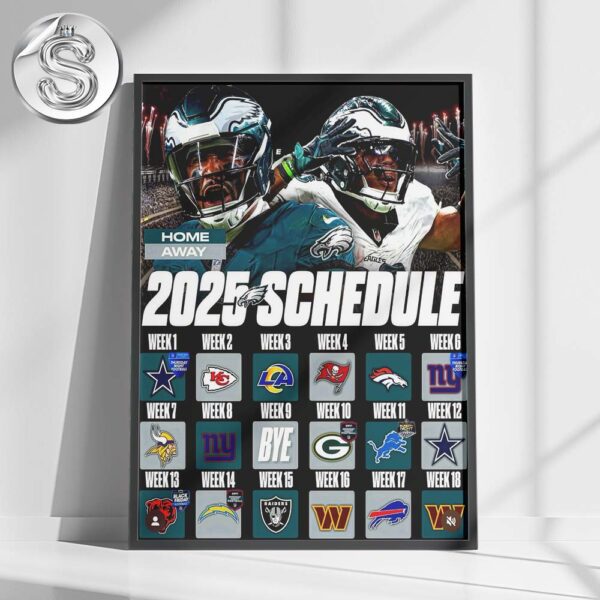 Philadelphia Eagles 2025 NFL All Schedule Week 1 To Week 18 Matchups Home Decor Poster Canvas