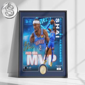 Shai Gilgeous-Alexander Reach 2025 NBA Season MVP Oklahoma City Thunder Photo Mint Home Decor Poster Canvas