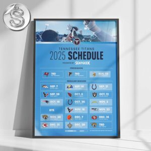 Tennessee Titans 2025 Schedule NFL Matchups All Season Home Decor Poster Canvas