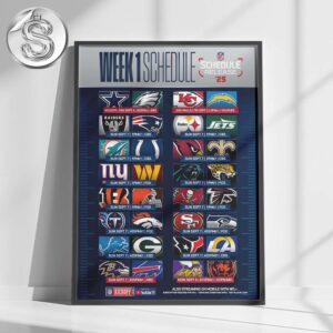 Week 1 Schedule NFL 2025 Matchups Full Game Dates Kickoff Home Decor Poster Canvas